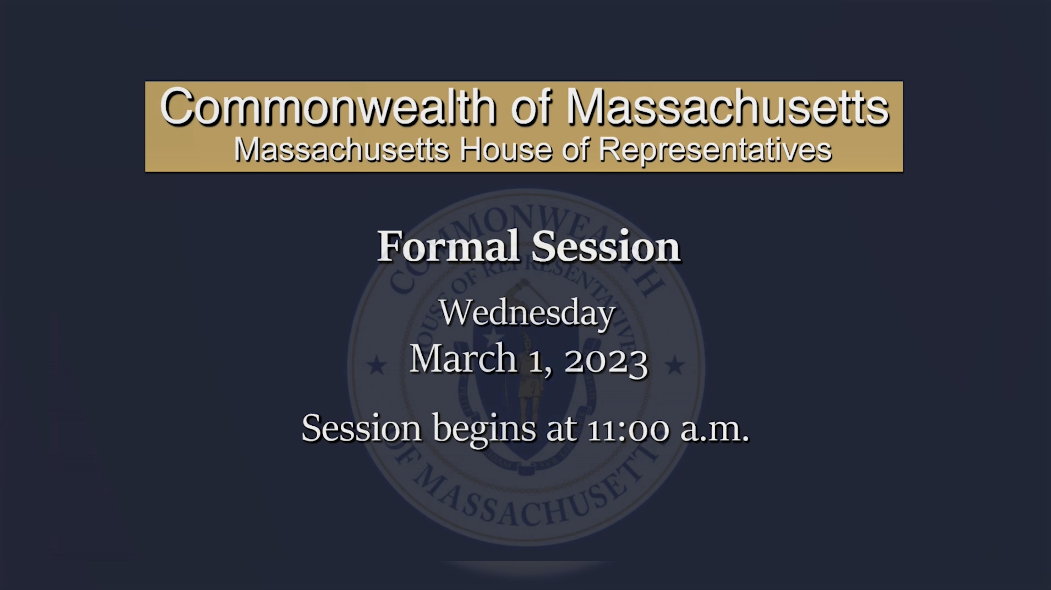 Thumbnail image for MA House of Representatives Formal Session: 03/01/23