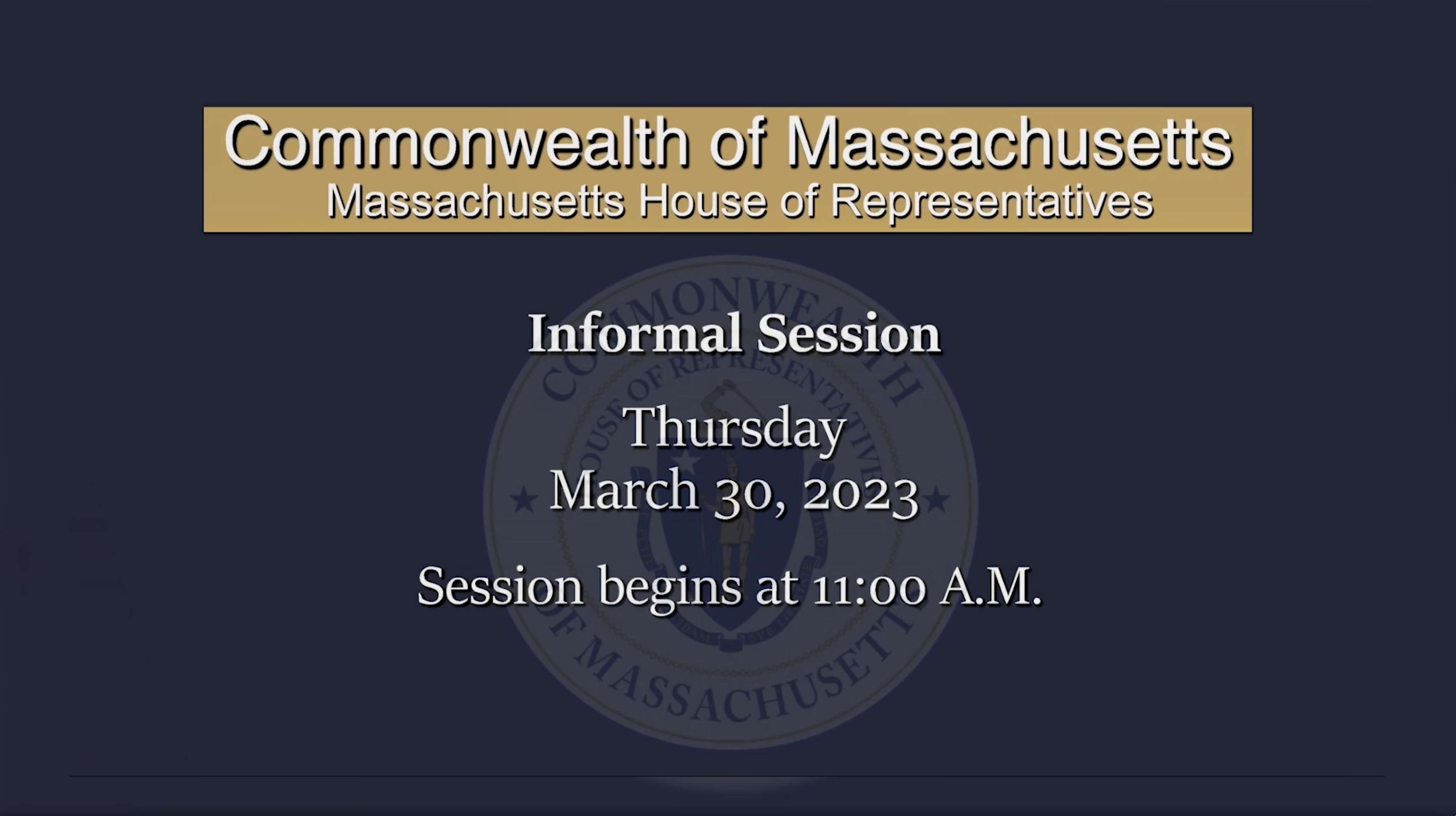 Thumbnail image for MA House of Representatives Informal Session: 03/30/23