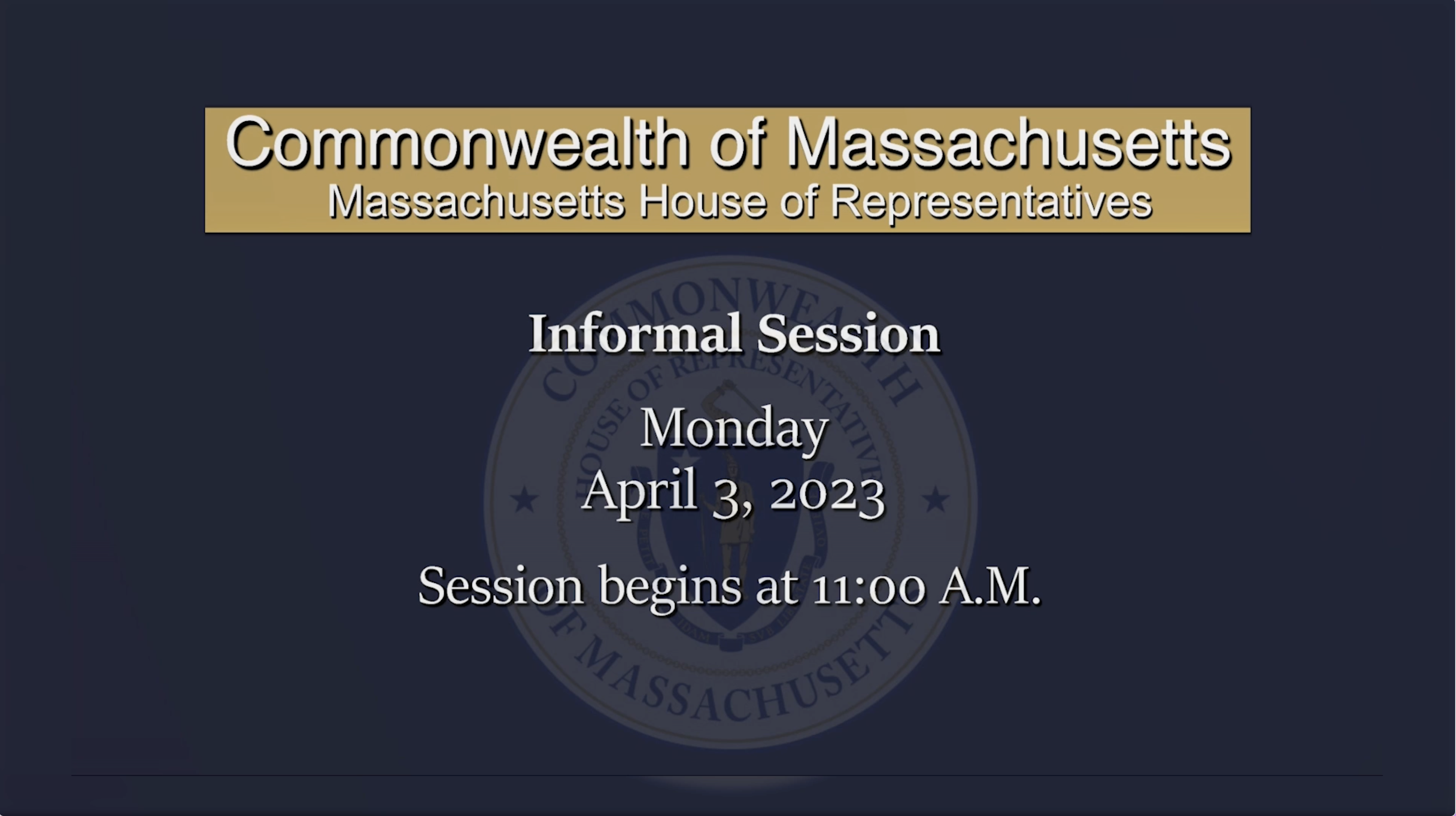 Thumbnail image for MA House of Representatives Informal Session: 04/03/2023