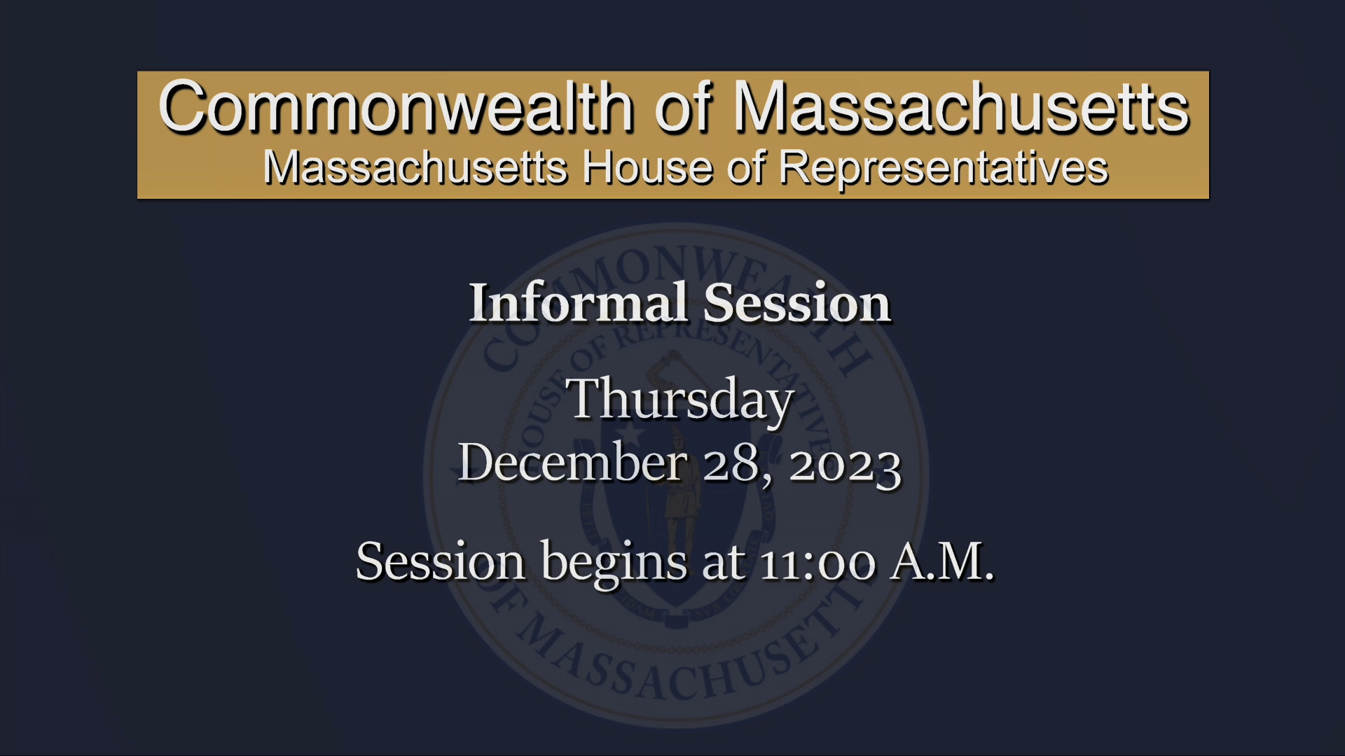 Thumbnail image for MA House of Representatives Informal Session: 12/28/2023