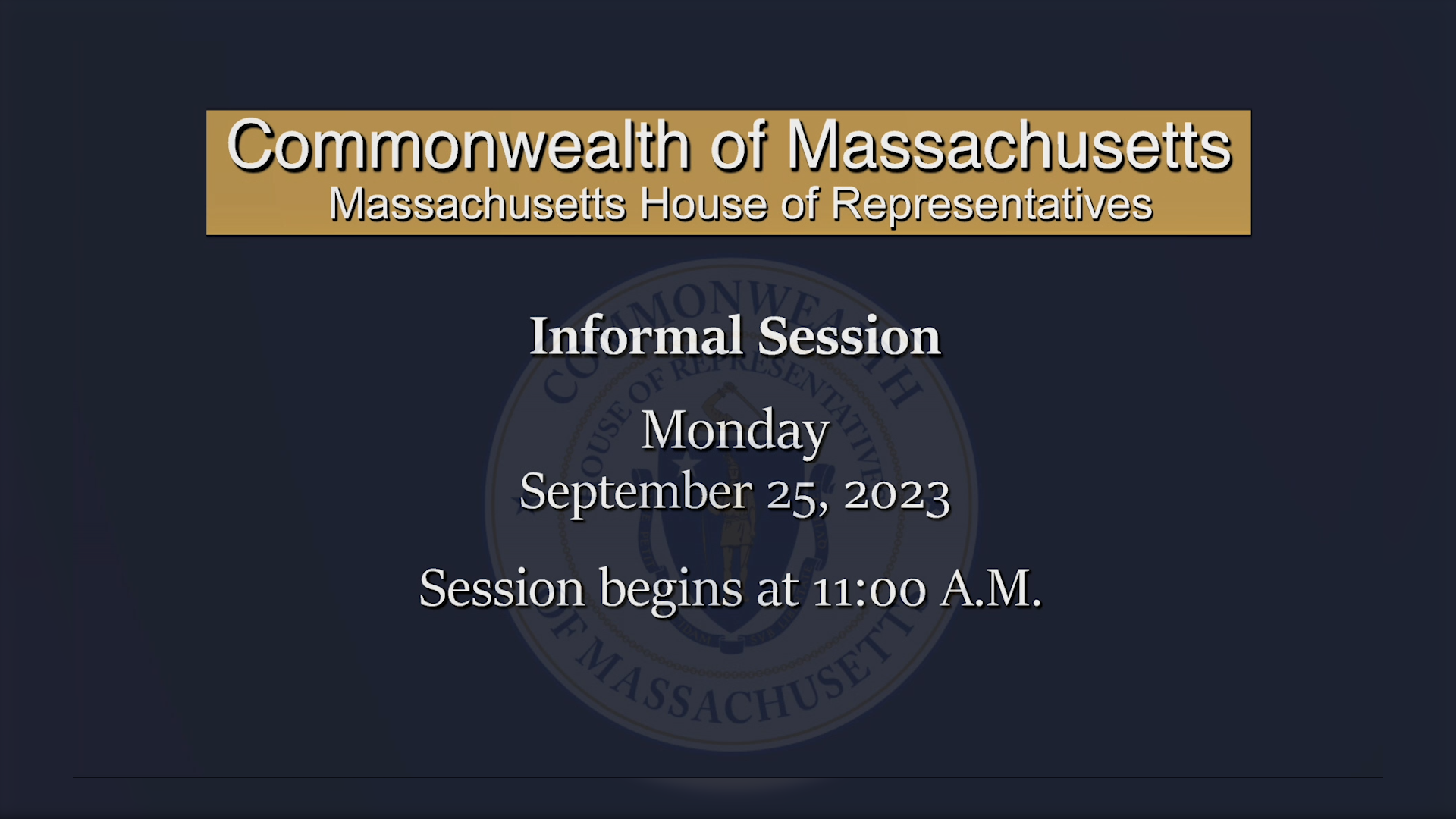 Thumbnail image for MA House of Representatives Informal Session: 9/25/2023