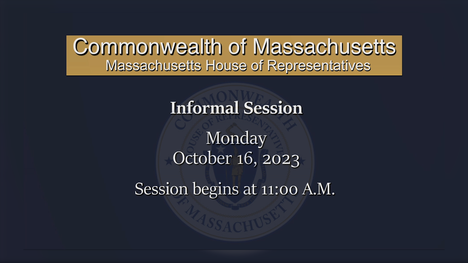 Thumbnail image for MA House of Representatives Informal Session: 10/16/2023