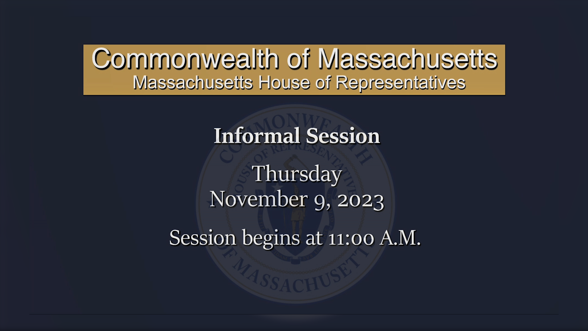 Thumbnail image for MA House of Representatives Informal Session: 11/9/2023