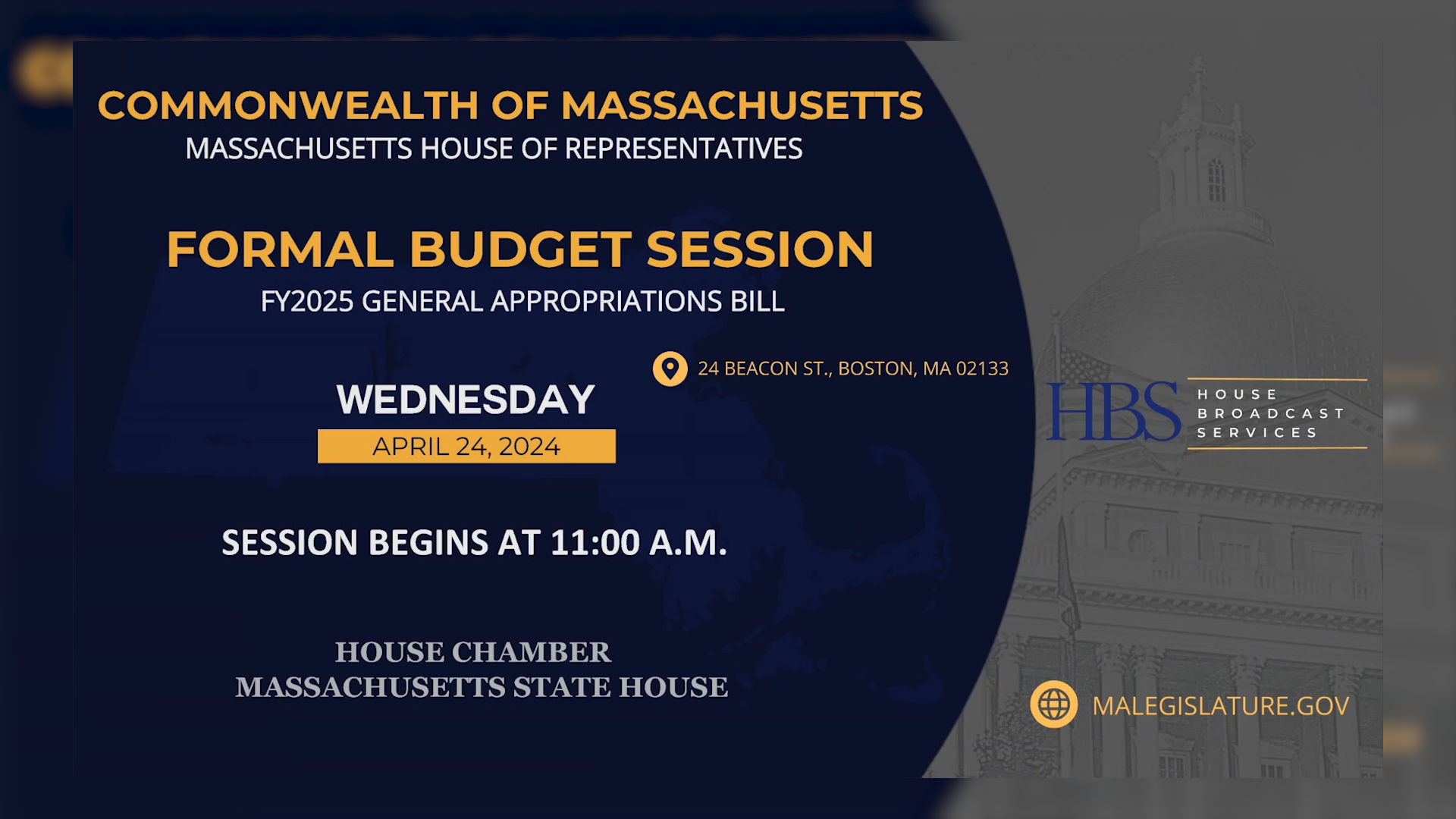 Thumbnail image for MA House of Representatives FY25 Budget Session Day 1: 4/24/2024