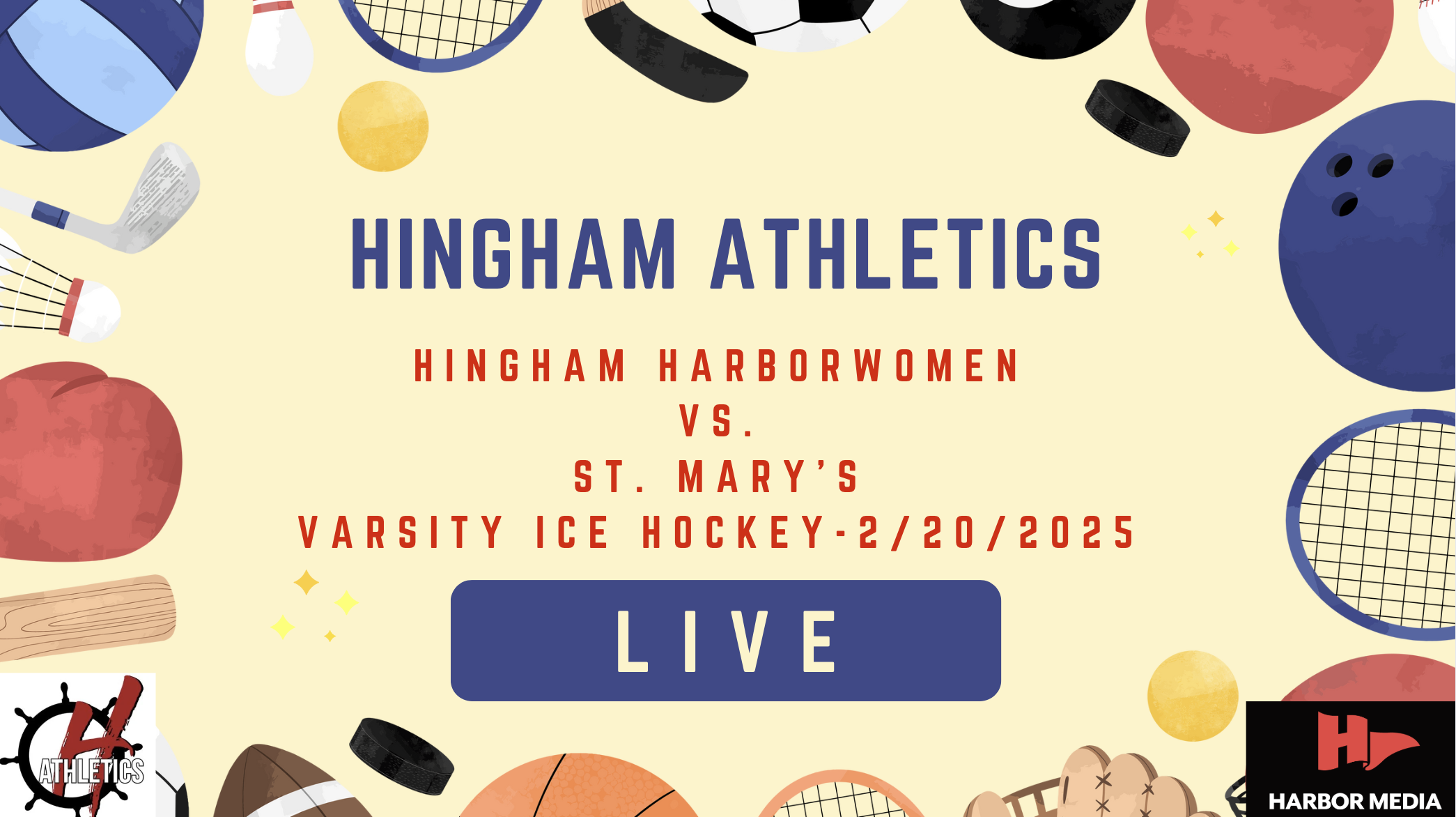 Thumbnail image for LIVE Hingham Girls Varsity Ice Hockey vs St. Mary's 2/20/25