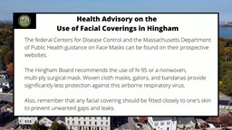 Thumbnail image for Health Advisory on the Use of Facial Coverings in Hingham
