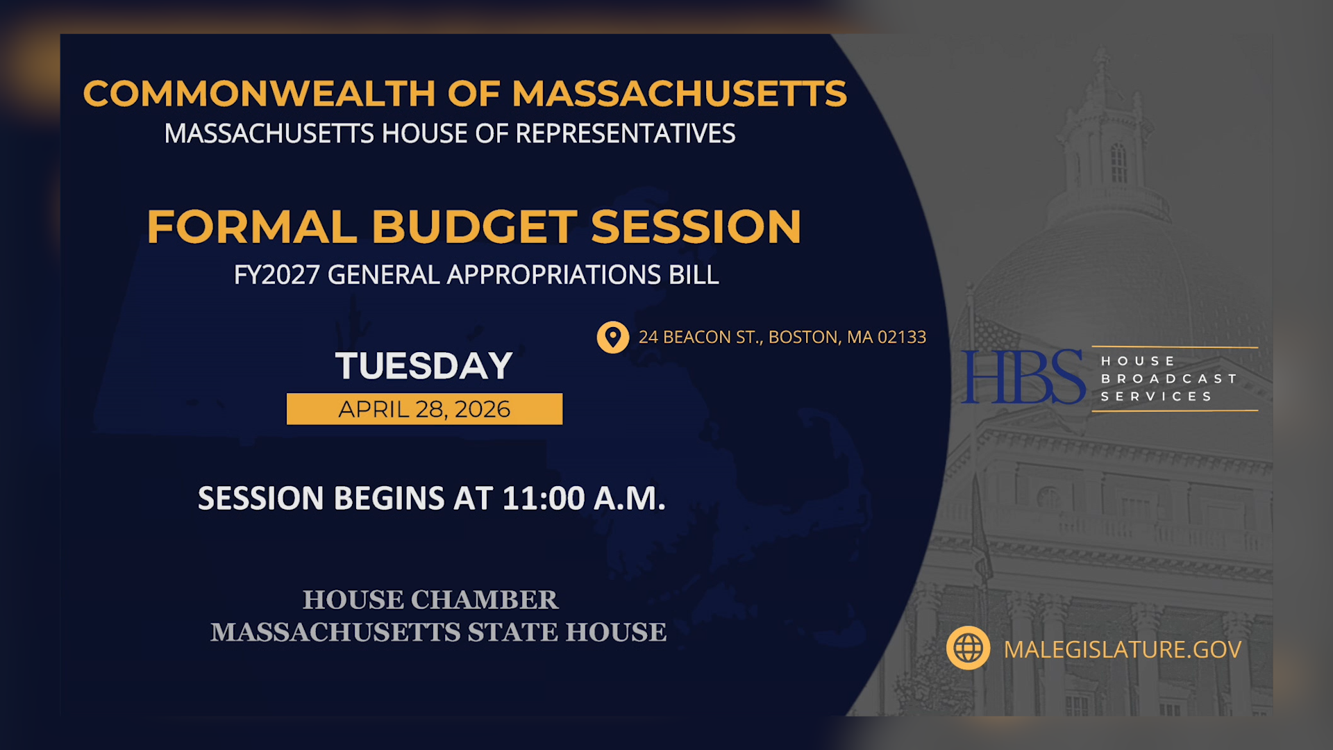Thumbnail image for MA House of Representatives FY27 Budget Session Day 2: 4/28/2026