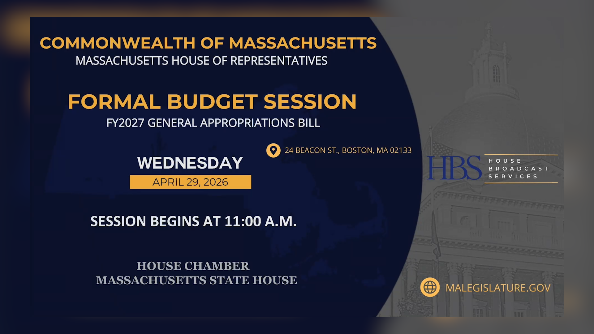 Thumbnail image for MA House of Representatives FY27 Budget Session Day 3: 4/29/2026