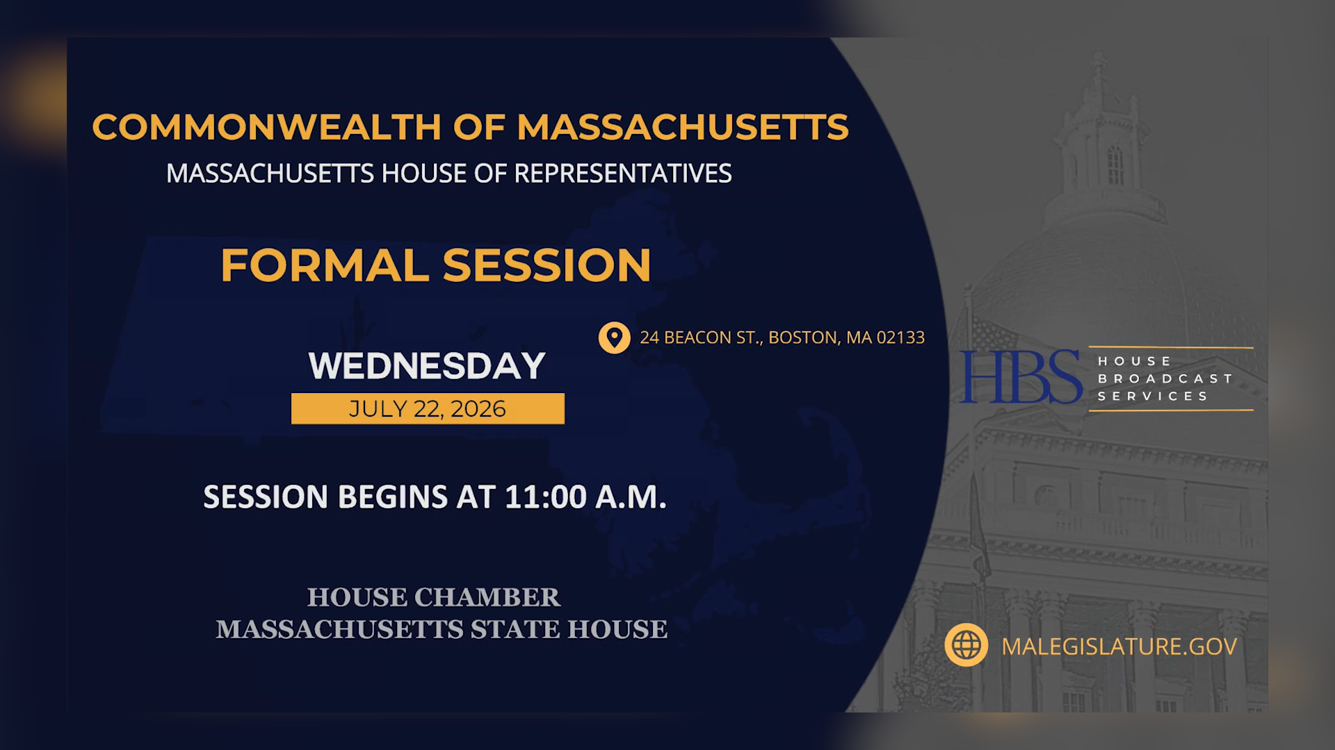 Thumbnail image for MA House of Representatives Formal Session: 7/22/2026